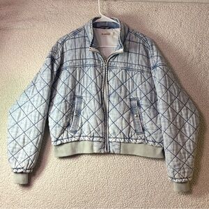 BLANKNYC Quilted Acid Wash Bomber Jacket Blue Women’s Large